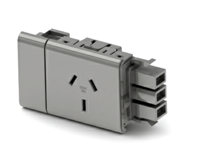 1 (Single) GPO Module with short facia - VERTICAL GPO with DETACHABLE FACIA - The Softwiring Shop - Electrical Soft Wiring