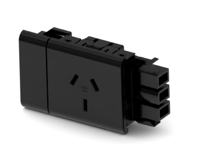 1 (Single) GPO Module with short facia - VERTICAL GPO with DETACHABLE FACIA - The Softwiring Shop - Electrical Soft Wiring