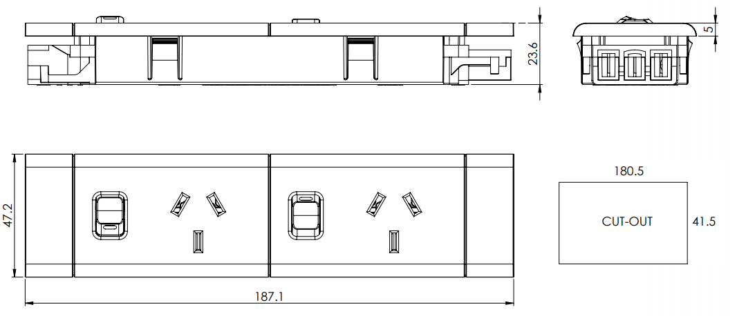 2 (Double) GPO Module - EXTERNAL SWITCH GPO'S - The Softwiring Shop - Electrical Soft Wiring