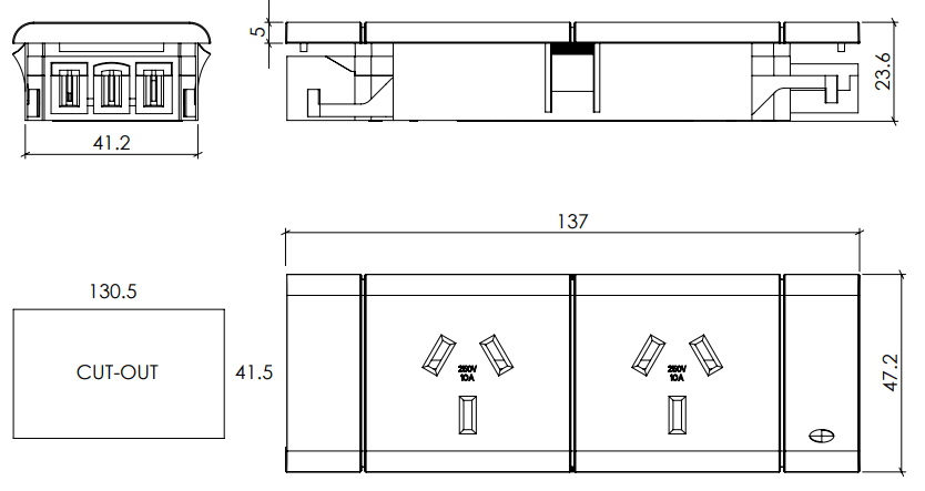2 (Double) GPO Module - VERTICAL GPO'S - The Softwiring Shop - Electrical Soft Wiring