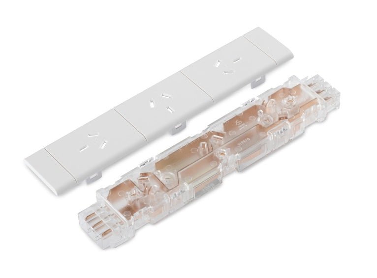 3 (Triple) GPO Module - ROTATED GPO'S with DETACHABLE FACIA - The Softwiring Shop - Electrical Soft Wiring