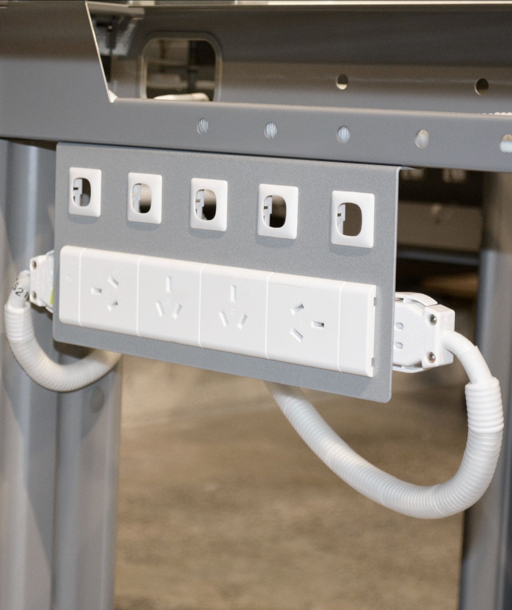 4 (Quad) GPO Module - ROTATED END GPO'S including GPO Clip for the Cable Basket - The Softwiring Shop - Electrical Soft Wiring