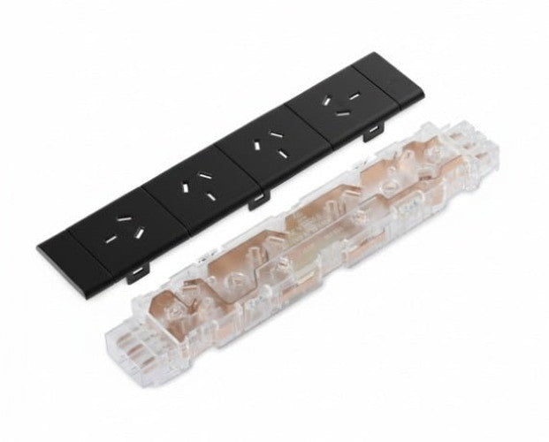 4 (Quad) GPO Module - ROTATED GPO'S with DETACHABLE FACIA - The Softwiring Shop - Electrical Soft Wiring