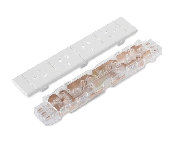 4 (Quad) GPO Module - ROTATED GPO'S with DETACHABLE FACIA - The Softwiring Shop - Electrical Soft Wiring