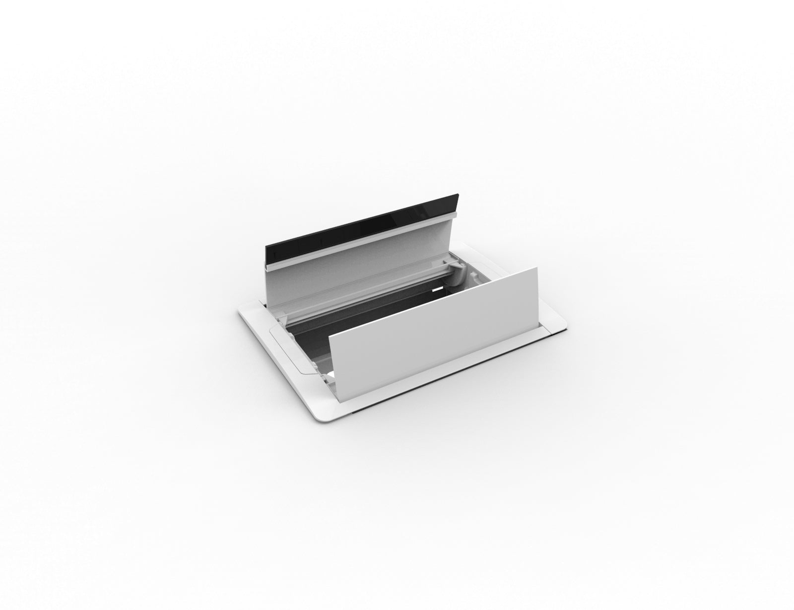 In - Desk Box - ACCEDE: Dual Lid, 2 (Double) GPO'S, USB A/C (65W) Fast-Charging Outlets & 2 Data Ports - The Softwiring Shop