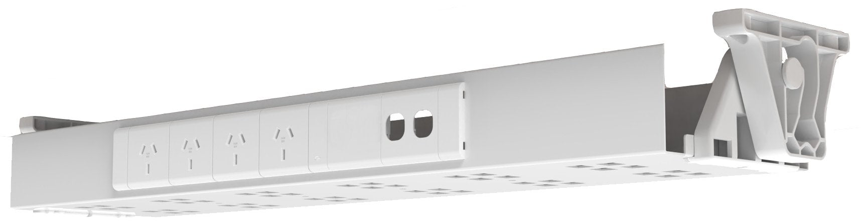 Cable Tray & Brackets - Single Tier with 4 (Quad) GPO's & 2 (Two) Data Ports HINGED EASY ACCESS - The Softwiring Shop - Cable Management
