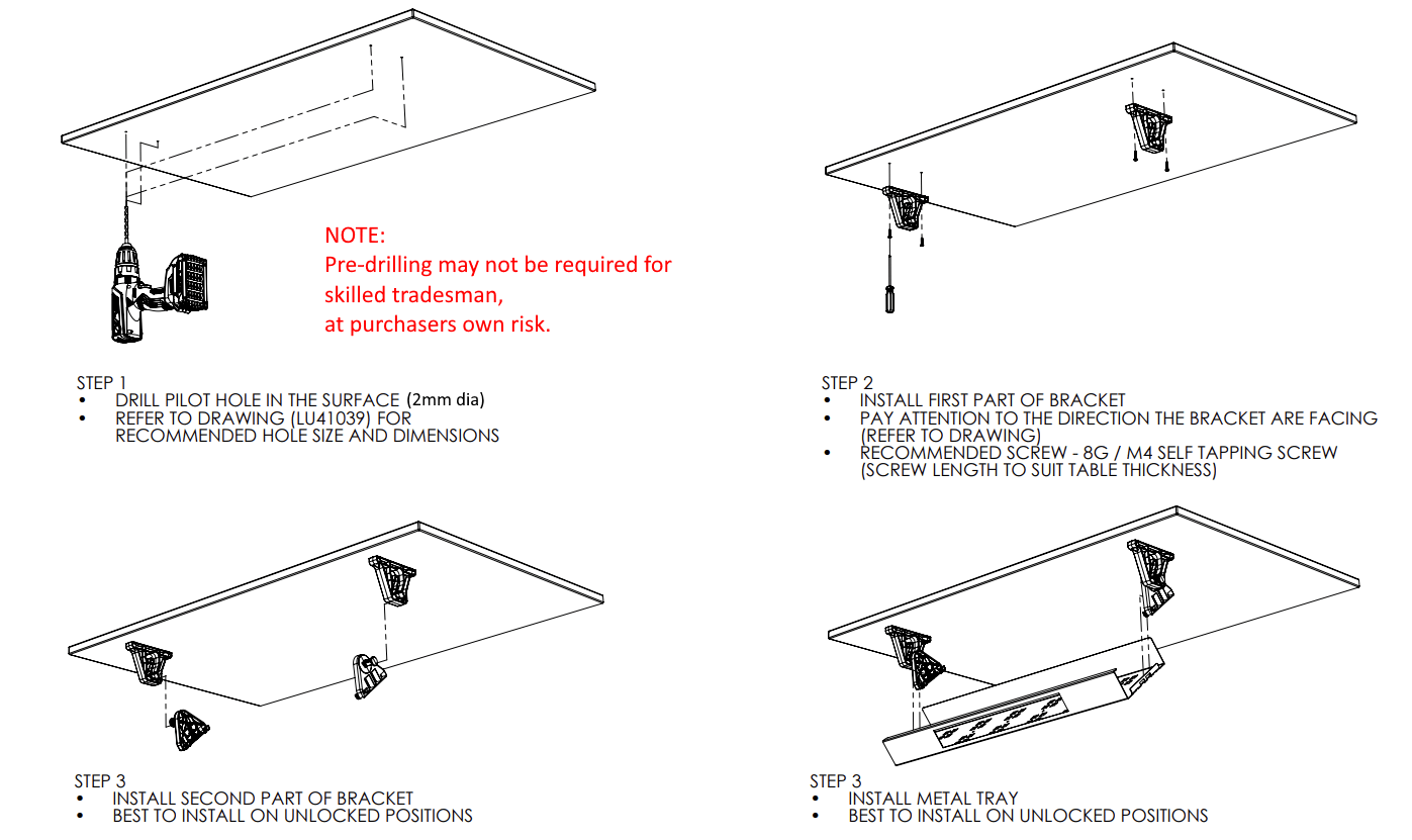 Cable Tray & Brackets - Single Tier with 4 (Quad) GPO's & 2 (Two) Data Ports HINGED EASY ACCESS - The Softwiring Shop - Cable Management