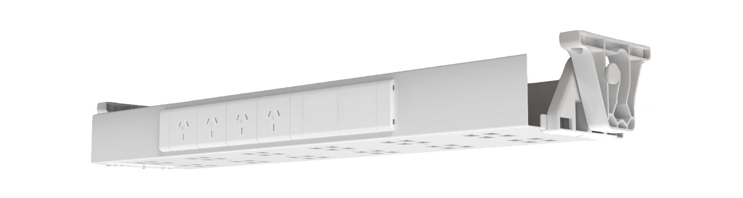 Cable Tray & Brackets - Single Tier with 4 (Quad) GPO's HINGED EASY ACCESS - The Softwiring Shop - Cable Management