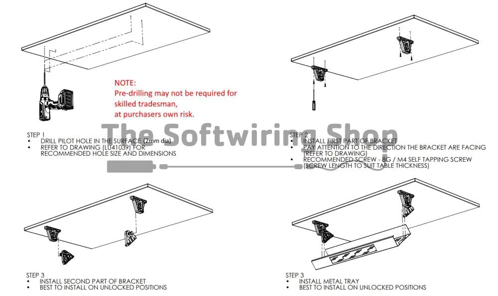 Cable Tray & Brackets - Single Tier with 4 (Quad) GPO's HINGED EASY ACCESS - The Softwiring Shop - Cable Management