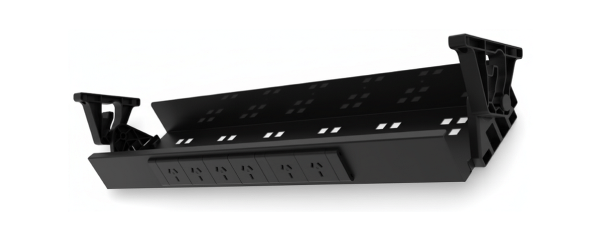 Cable Tray & Brackets - Single Tier with 6 (Six) GPO's HINGED EASY ACCESS - The Softwiring Shop - Cable Management