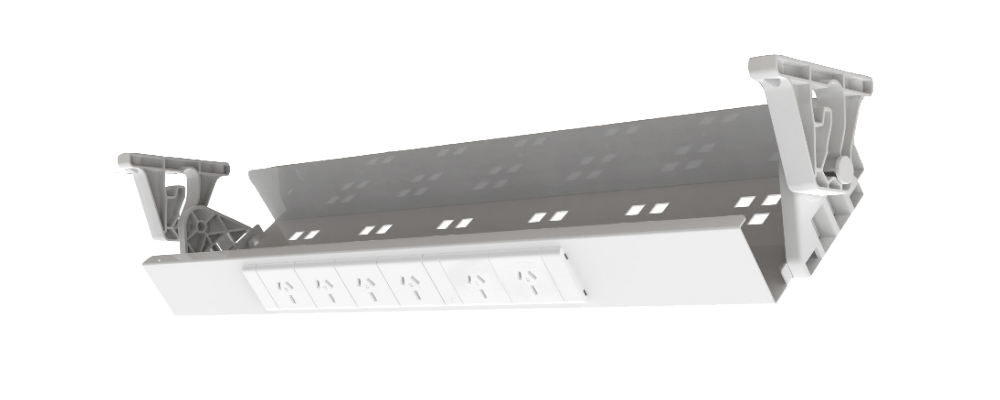 Cable Tray & Brackets - Single Tier with 6 (Six) GPO's HINGED EASY ACCESS - The Softwiring Shop - Cable Management