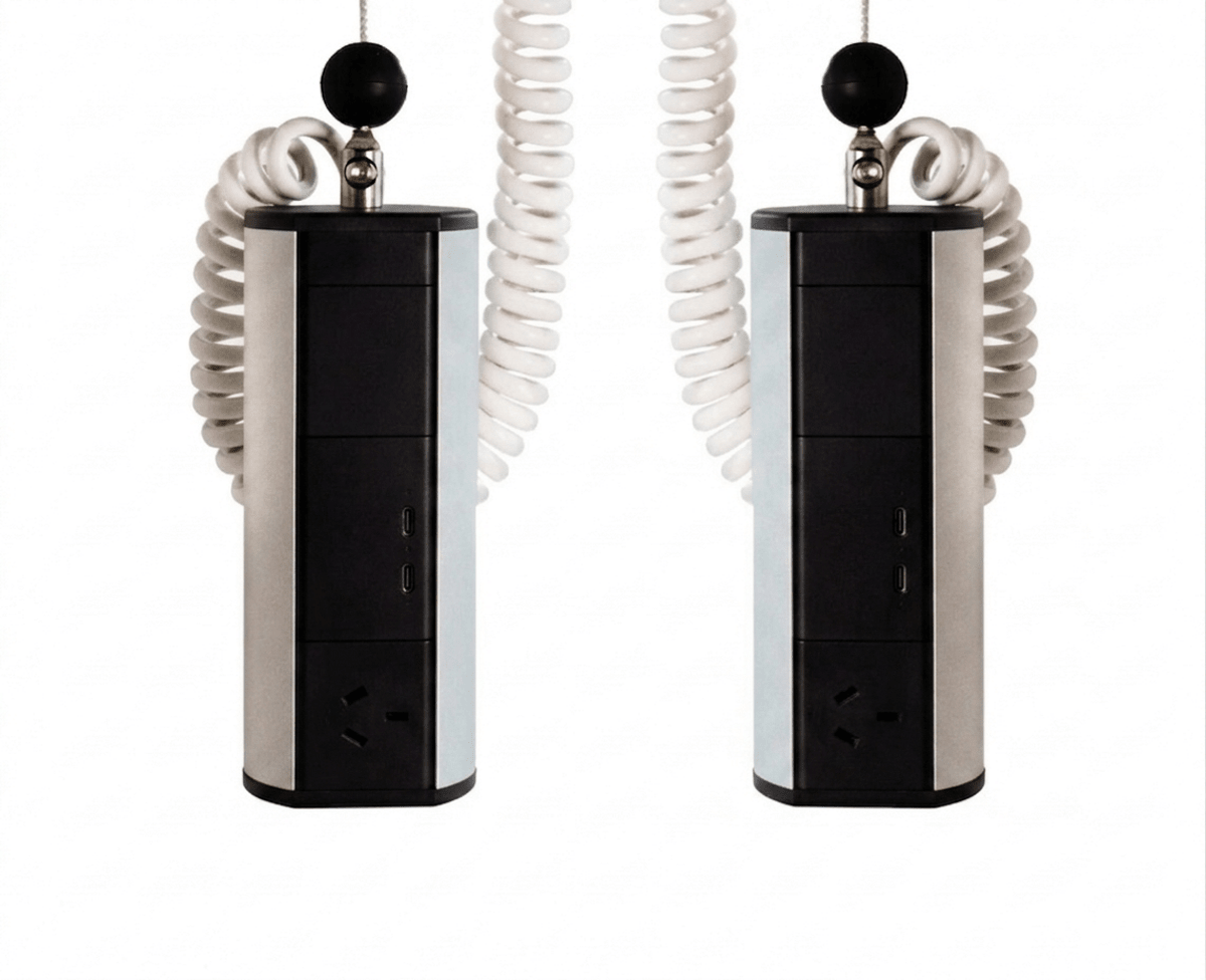 Elevate MANUAL Retractable Power - 1 (Single) GPO Point and USB A/C (65W Shared) to both faces - The Softwiring Shop - Electrical Softwiring