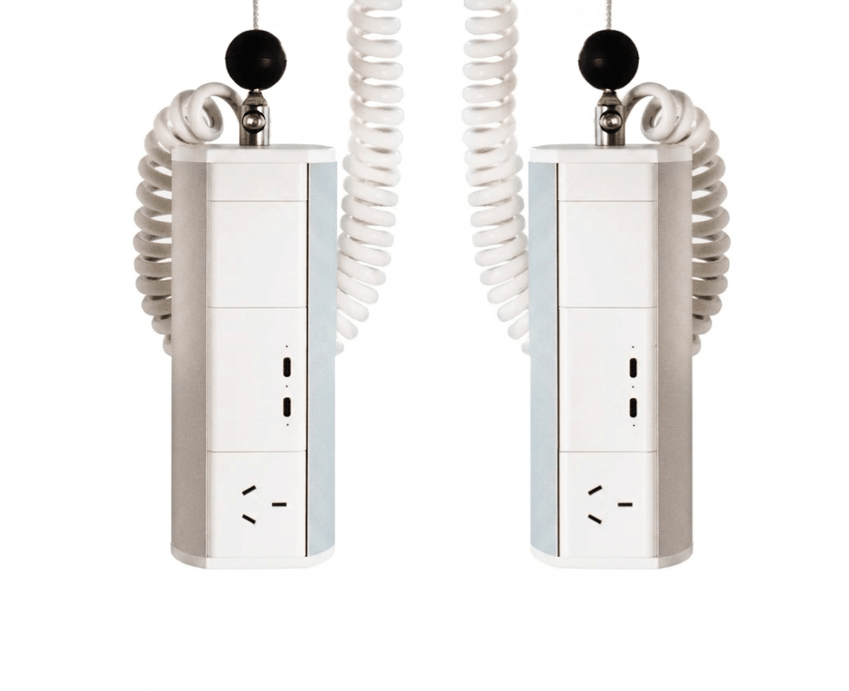 Elevate MANUAL Retractable Power - 1 (Single) GPO Point and USB C/C (65W Shared) to both faces - The Softwiring Shop - Electrical Softwiring