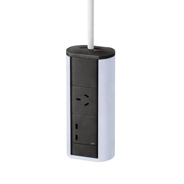 Elevate MANUAL Retractable Power - 1 (Single) GPO Point and USB C/C (65W Shared) to both faces - The Softwiring Shop - Electrical Softwiring