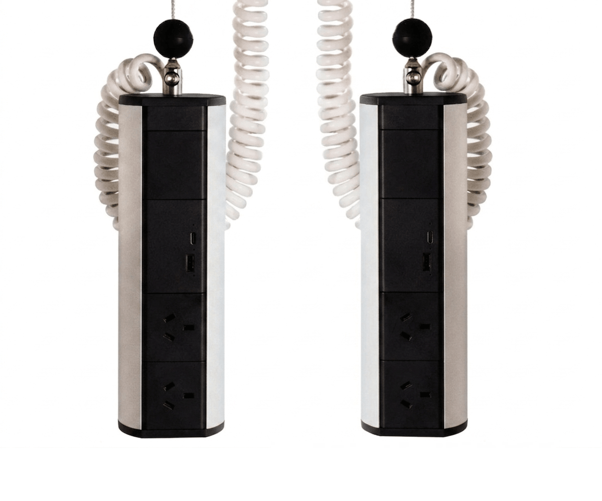 Elevate MANUAL Retractable Power - 2 (Double) GPO Points & USB A/C (65W SHARED) to both faces - The Softwiring Shop - Electrical Softwiring