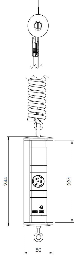 Elevate Retractable Power - 1 (Single) GPO to both faces and USB A/A to one face only - The Softwiring Shop - Electrical Softwiring