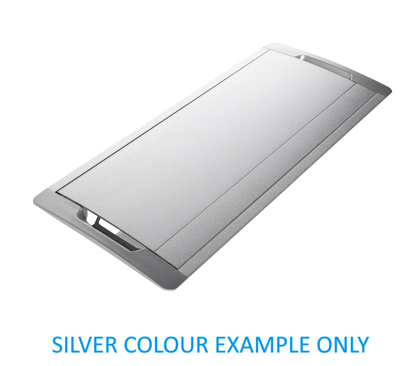 In - Desk Box - ACCEDE: Dual Lid, 4 (Quad) GPO'S & 8 (Eight) Data Ports - The Softwiring Shop - Electrical Soft Wiring SILVER