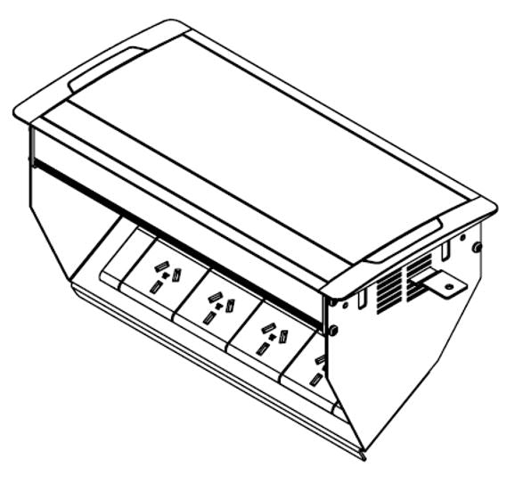 In - Desk Box - ACCEDE: Single Lid, 4 (Quad) GPO'S, USB A/C Fast - Charging Outlets (65W Shared) & 4 Data Ports - The Softwiring Shop - Electrical Soft Wiring