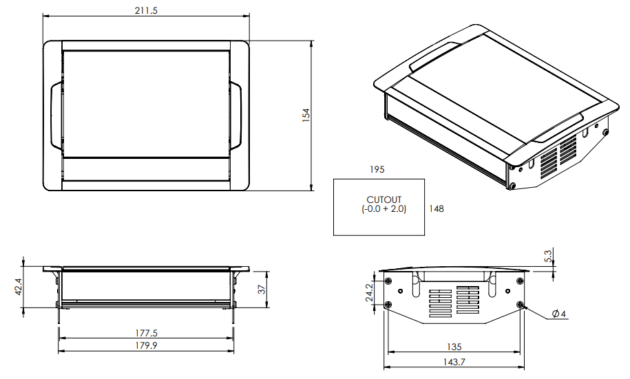 In - Desk Box Cover - ACCEDE: Single Small Lid ONLY - The Softwiring Shop - Electrical Soft Wiring