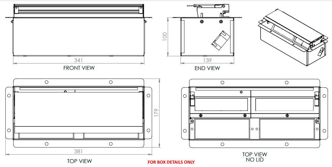 In - Desk Box - EXECUTIVE: Single Lid, 2 (Double) GPO'S, USB A/A Fast - Charging Outlets (30W Shared) & 2 (Double) Data Ports - The Softwiring Shop - Electrical Soft Wiring