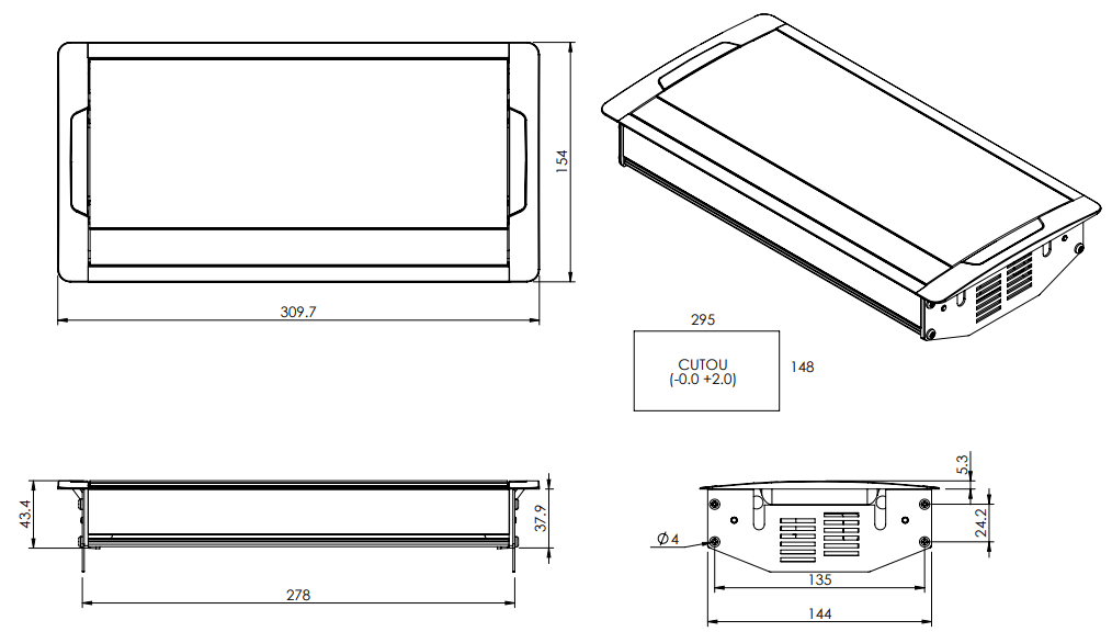 In - Desk Cover - ACCEDE: SINGLE Large Lid ONLY (NO GPO/DATA OR UNDERCARRIAGE) - The Softwiring Shop - Electrical Soft Wiring