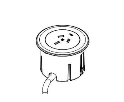 In - Desk Module - ECHO: 1 (Single) GPO with 1500mm Lead and 3 - Pin Plug Lead - The Softwiring Shop - Electrical Soft Wiring