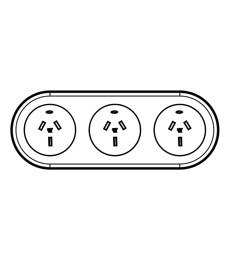 In - Desk Module - ECHO: 3 (Triple) GPO'S, 1500mm Lead with 3 - Pin Plug Lead - The Softwiring Shop - Electrical Soft Wiring