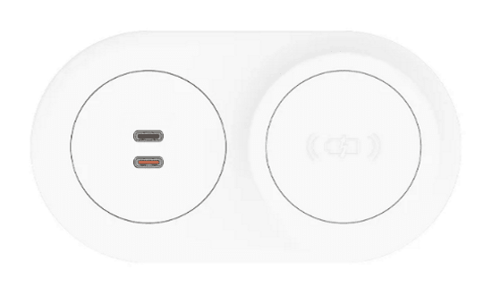 In - Desk Module - ECHO: USB C/C & Magsafe WIRELESS (65W) Fast - Charging Outlets with 1000mm Tag Lead and D Splitter - The Softwiring Shop - Electrical Soft Wiring