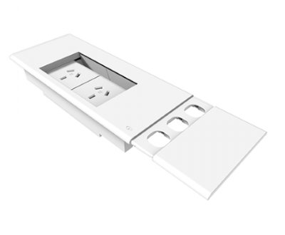 In - Desk Module - FLIP Surface Mount: 2x GPO'S and 3x Data Ports (Sliding Cover) - The Softwiring Shop - Electrical