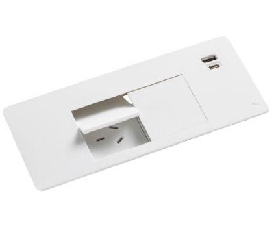 In - Desk Module - FLIP Surface Mount: 2 (Double) GPO'S and USB A/C Outlets - The Softwiring Shop - Electrical Soft Wiring