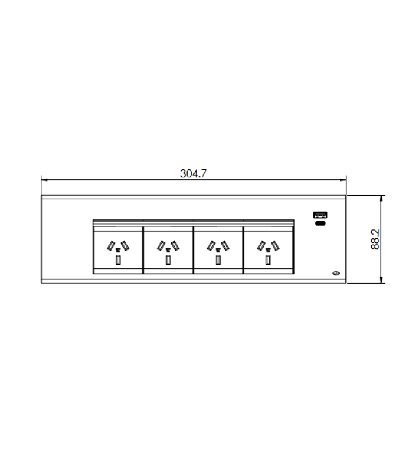 In - Desk Module - FLIP Surface Mount: 4 (Quad) GPO'S and USB A/C Outlets - The Softwiring Shop - Electrical Soft Wiring