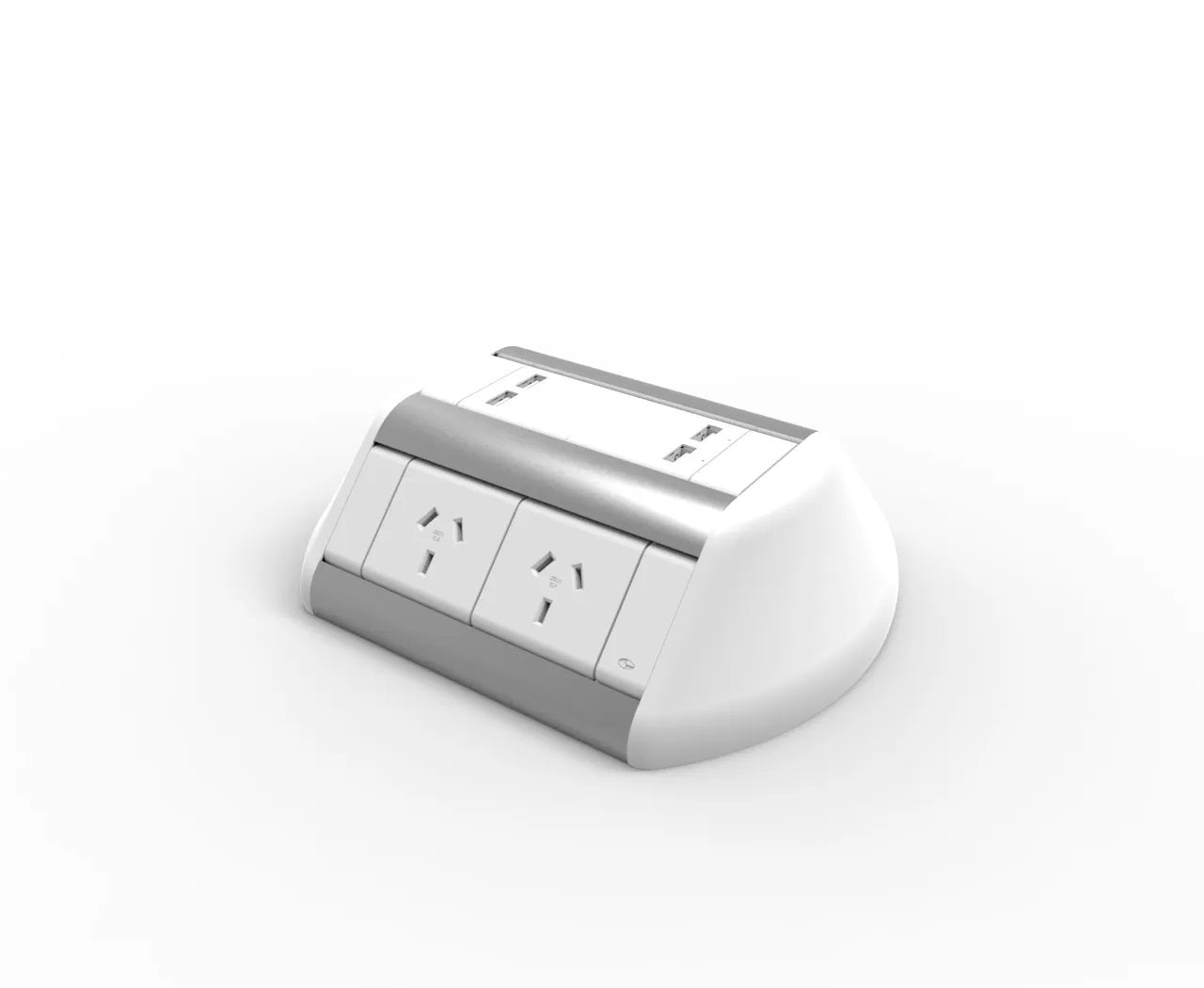 In - Desk Module - ODYSSEY: 4 (Quad) GPO'S & 2 (Double) USB A/C Fast - Charging Outlets with 1500mm 3 - Pin Plug Lead - The Softwiring Shop - Electrical Soft Wiring