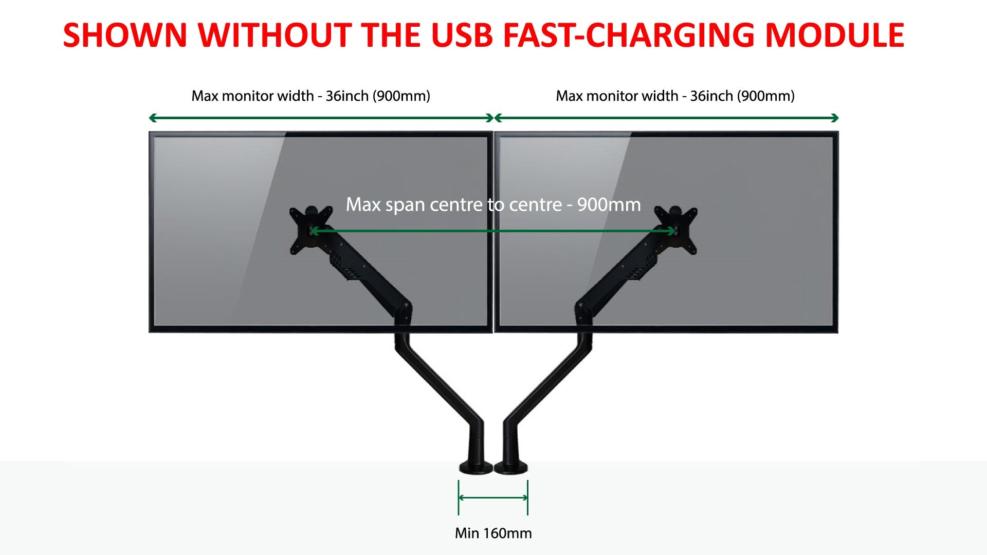 Monitor Arm - Gas SINGLE including USB Fast - Charging module - The Softwiring Shop - Accessory