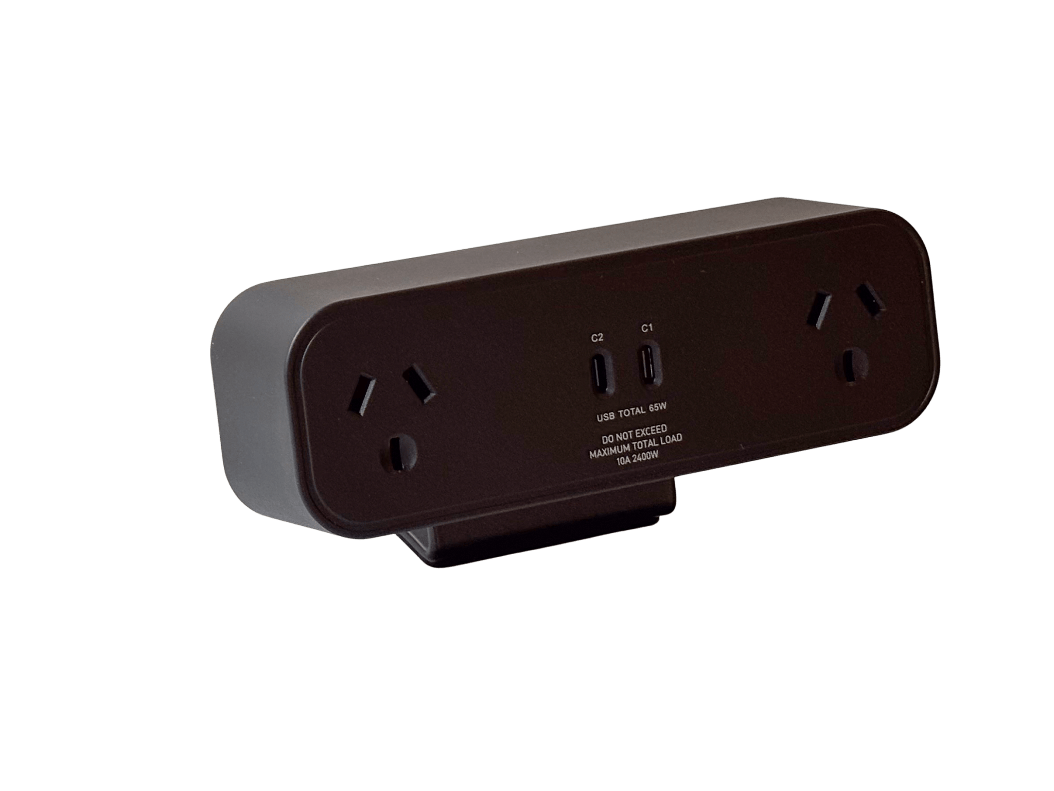 Power Rail: 2 (Double) GPO'S & USB A/C (65W) using a USB A Adaptor with 3 - pin Plug Lead - The Softwiring Shop - Electrical Soft Wiring