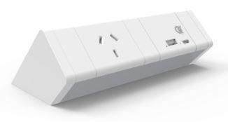 Power Rail - ATHENA 2: 1 (Single) GPO & USB A/C Fast - Charging Outlets (65W Shared) with 1000mm Tag Lead and D Splitter - The Softwiring Shop - Electrical Soft Wiring