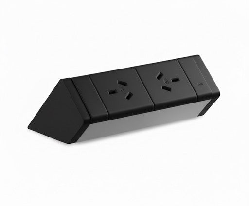 Power Rail - ATHENA 2: 2 (Double) ROTATED GPO'S with 1000mm Tag Lead and D Splitter - The Softwiring Shop - Electrical Soft Wiring