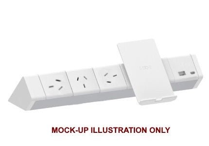 Power Rail - ATHENA 2: 3x GPO'S ROTATED & Wireless Charger Stand & USB A/C - The Softwiring Shop - Electrical Soft Wiring