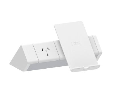 Power Rail (DOMESTIC) - ATHENA 2: 1x GPO & Wireless Charger Stand with 3 - Pin Plug Lead - The Softwiring Shop