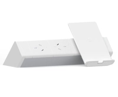 Power Rail (DOMESTIC) - ATHENA 2: 2x GPO'S & Wireless Charger Stand 3 - Pin Plug Lead - The Softwiring Shop