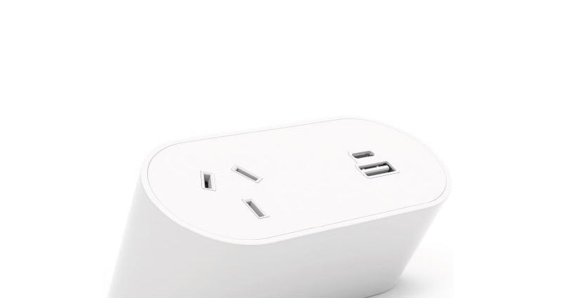 Power Rail - NOVA DUO: 1 (Single) GPO, USB A/C Fast - Charging Outlets with 1000mm Tag Lead and D Splitter - The Softwiring Shop - Electrical Soft Wiring