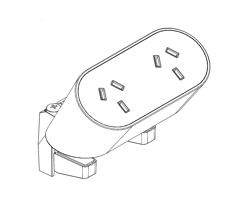 Power Rail - NOVA DUO: 2 (Double) GPO'S with 1500mm 3 - Pin Plug Lead - The Softwiring Shop - Electrical Soft Wiring