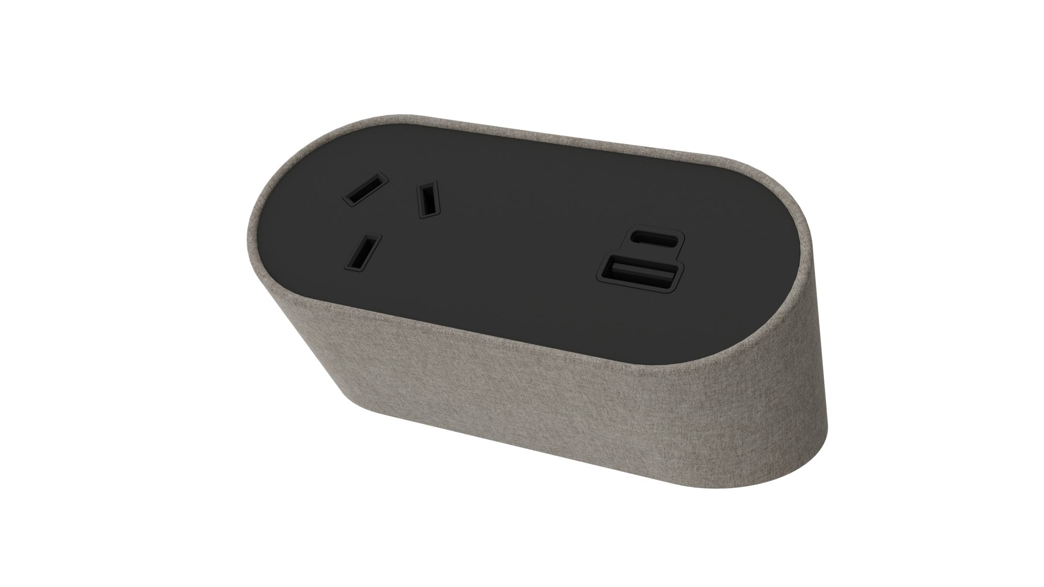 Power Rail - NOVA DUO Fabric Wrapped: 1 (Single) GPO, USB A/C Fast - Charging Outlets with 1000mm Tag Lead and D Splitter - The Softwiring Shop - Electrical Soft Wiring