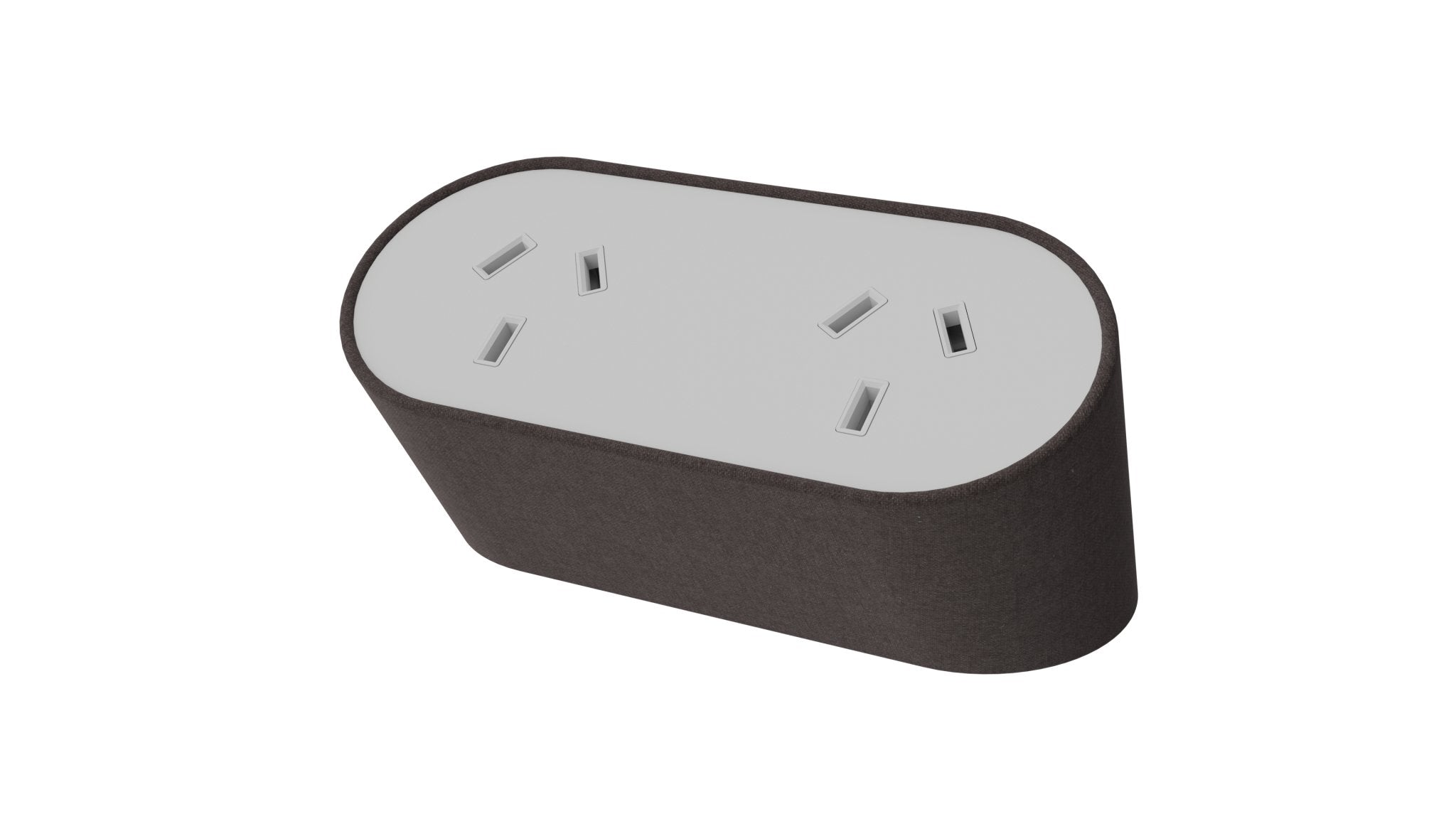 Power Rail - NOVA DUO Fabric Wrapped: 2 (Double) GPO'S with 1000mm Tag Lead and D Splitter - The Softwiring Shop - Electrical Soft Wiring