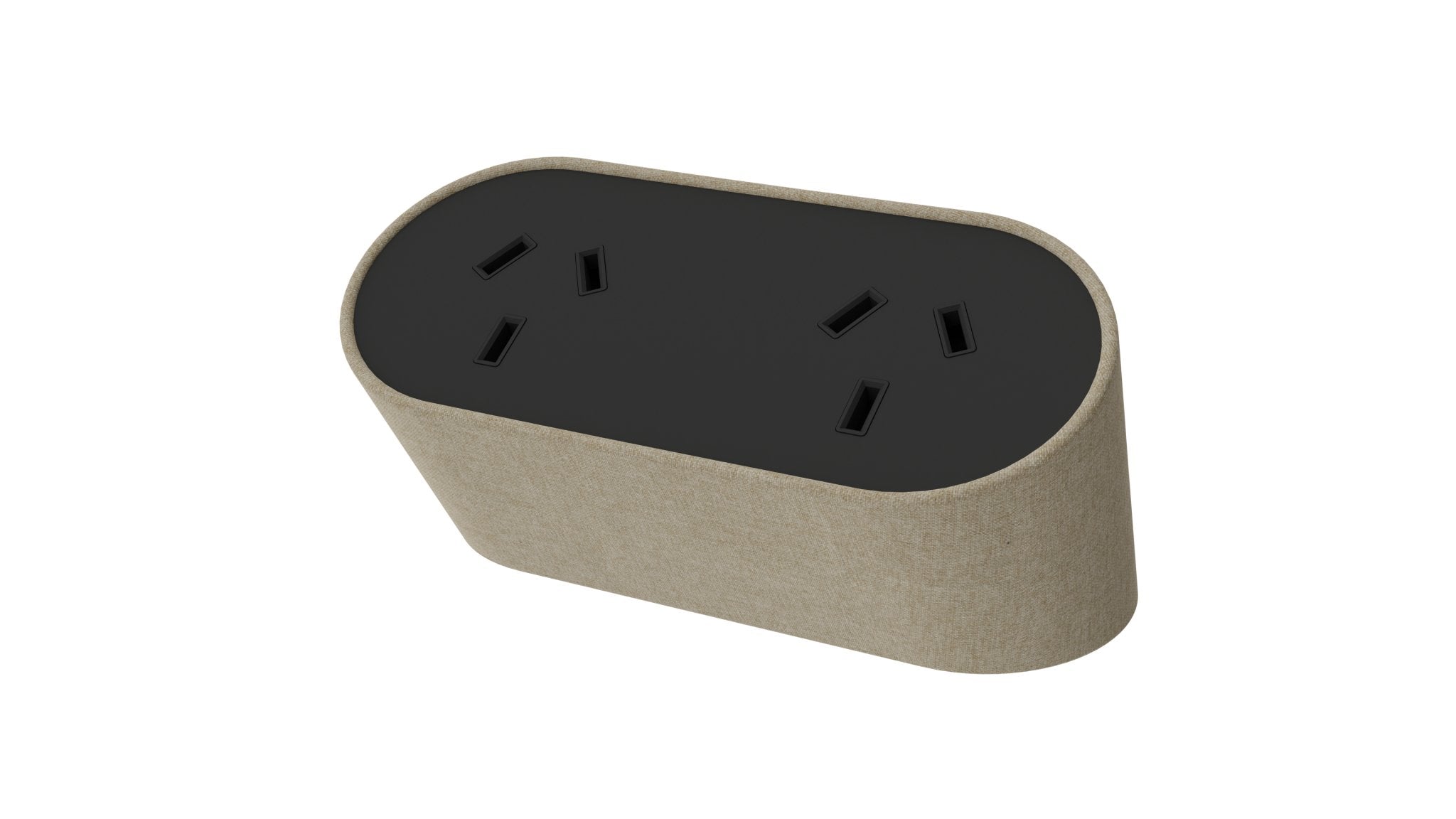 Power Rail - NOVA DUO Fabric Wrapped: 2 (Double) GPO'S with 1000mm Tag Lead and D Splitter - The Softwiring Shop - Electrical Soft Wiring