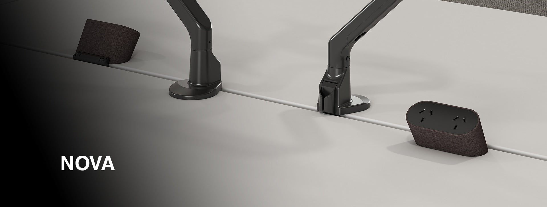 Power Rail - NOVA DUO Fabric Wrapped: 2 (Double) GPO'S with 1000mm Tag Lead and D Splitter - The Softwiring Shop - Electrical Soft Wiring