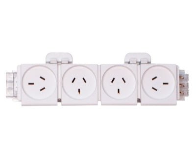 SNAP-FIT 4 (Quad) GPO Module - ROTATED END GPO'S - The Softwiring Shop - Electrical Soft Wiring