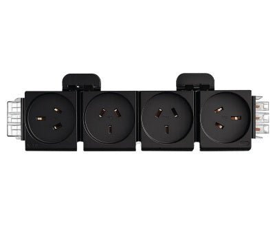 SNAP-FIT 4 (Quad) GPO Module - ROTATED END GPO'S - The Softwiring Shop - Electrical Soft Wiring