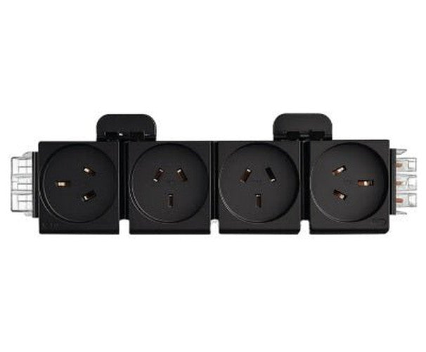 SNAP-FIT 4 (Quad) GPO Module - ROTATED END GPO'S - The Softwiring Shop - Electrical Soft Wiring