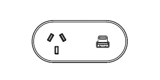 Undermount Rail - NOVA DUO: 1 (Single) GPO, USB A/C Fast - Charging Outlets with 1000mm Tag Lead and D Splitter - The Softwiring Shop - Electrical Soft Wiring