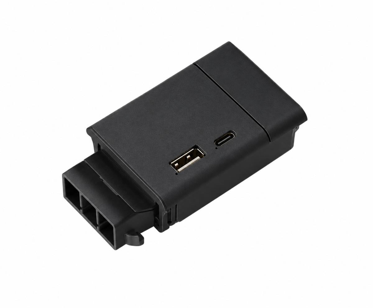 Black USB A/C 65W shared fast-charging module